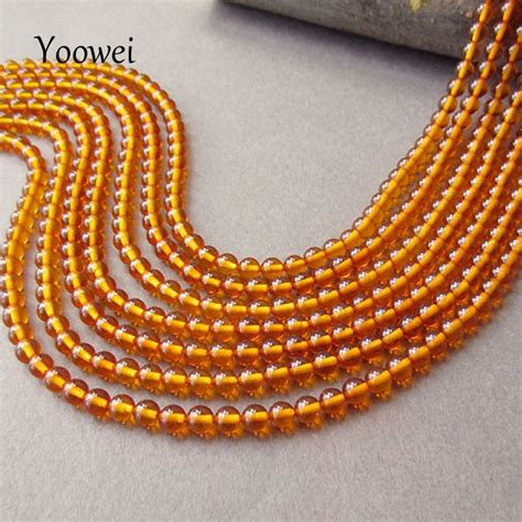 Yoowei Loose Amber Beads for Etsy Diy 4mm Baltic Natural Round Genuine Amber Cognac Beads for ...