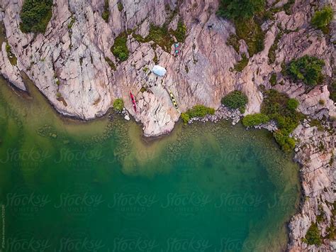 "Aerial Photo Of Sea Kayak Camping Trip To Remote Wilderness Island" by ...