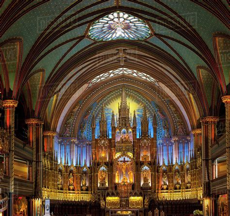 Interior of Notre Dame Basilica; Montreal, Quebec, Canada - Stock Photo ...