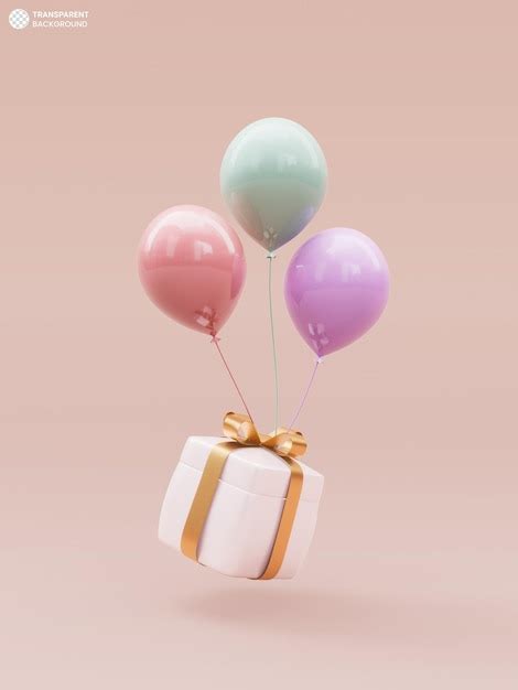 Free PSD | Surprise gift box and balloons icon 3d render illustration