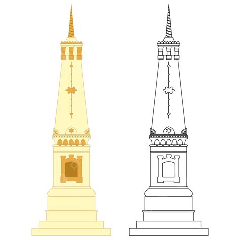 Tugu Jogja Vector PNG Images, Tugu Jogja Yogyakarta Vector Art Clipart Outline, Indoneisa ...