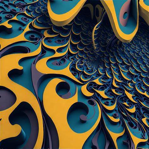 Premium AI Image | Photo of a vibrant blue and yellow abstract art piece with flowing wavy shapes