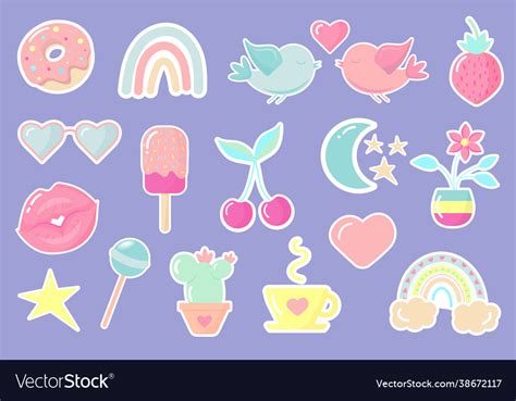 Sweet stickers Royalty Free Vector Image - VectorStock