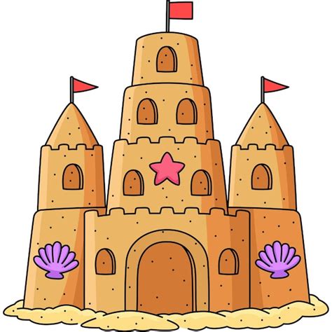 Premium Vector | This cartoon clipart shows a sandcastle summer ...