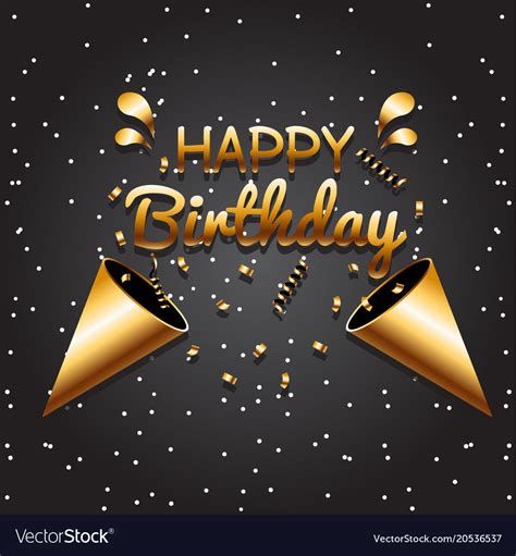 Happy birthday black gold black background Vector Image