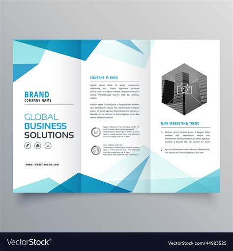 Abstract blue business trifold brochure design Vector Image