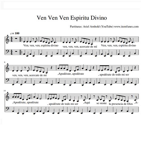 Ven Ven Ven Espiritu Divino - partitura cristiana gratis notas acordes pdf