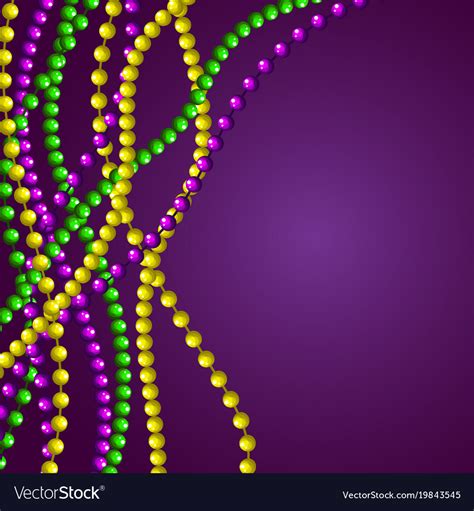 Mardi gras beads card purple background Royalty Free Vector