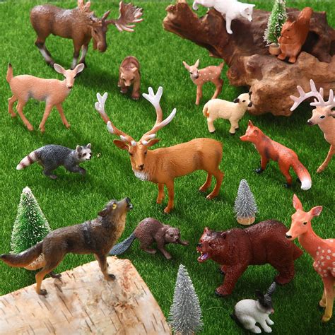 Buy 23 Pieces Forest Animals Figures Woodland Animals Figurines Woodland Creatures Realistic ...