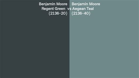 Benjamin Moore Regent Green vs Aegean Teal side by side comparison