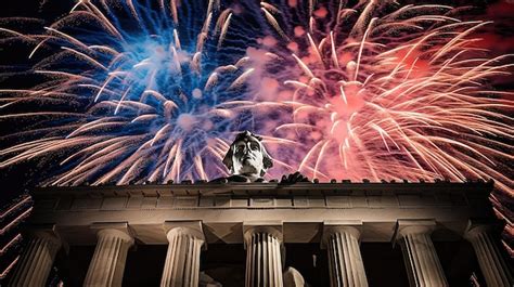 Premium AI Image | Fireworks explode over the brandenburg gate during a celebration.