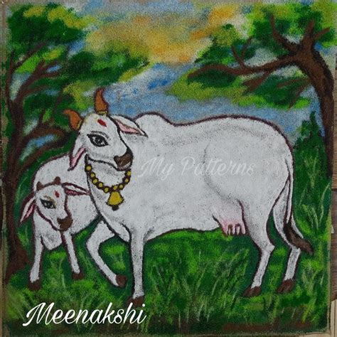 two white cows standing next to each other on a green field with trees ...