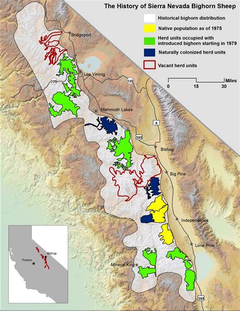 Sierra Nevada Bighorn Sheep Maps and Locations