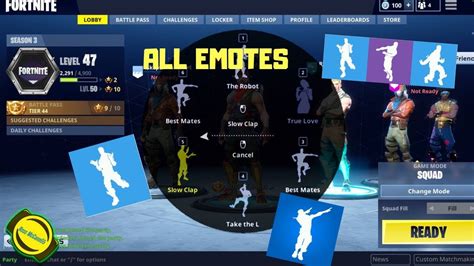 How To Use All EMOTES In Lobby Fortnite Battle Royale - YouTube