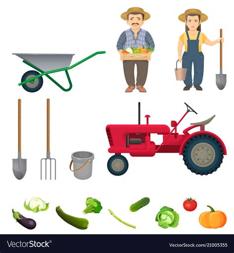 Male and female farmers equipment for work set Vector Image