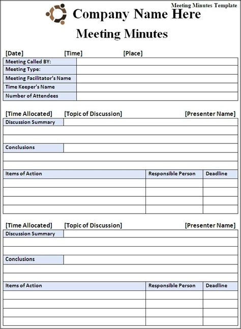 Meeting Agenda Template Excel Free ~ Excel Templates