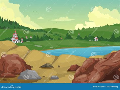 Rural landscape background stock vector. Illustration of bush - 45364254