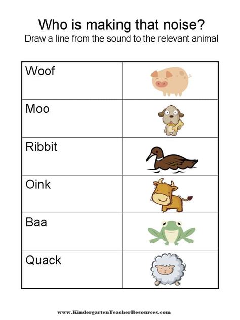 Animals And Their Sound Worksheet