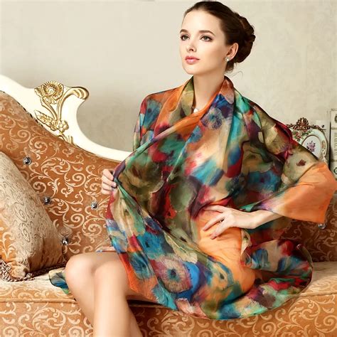 FW398 Fall and Winter 100% silk scarves Large Beach Towels Scarves Silk ...