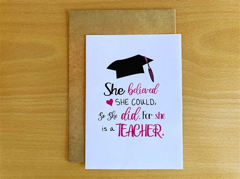 Printable Teacher Graduation Card, She Believed She Could so She Did ...