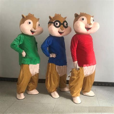 Adult Alvin And The Chipmunks Alvin,Simon And Theodore Mascot Costume Alvin Mascot Costume For ...