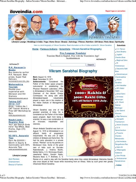 Vikram Sarabhai Biography - Indian Scientist Vikram Sarabhai ...