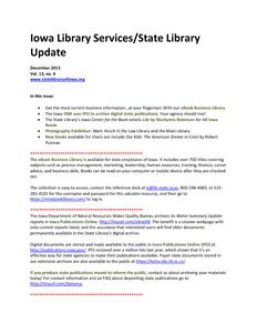 Iowa Library Services/State Library Update, December 2015, Vol. 13, no. 4 - Iowa Publications Online