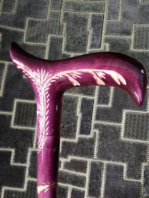 Purple Wooden Cane for Women Carved Handle and Staff Ladies Walking Stick Hand Carved Hiking ...