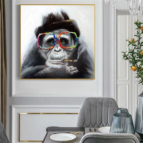 2021 Monkey Smoking A Cigar Graffiti Art Canvas Paintings On The Wall Art Posters And Prints ...