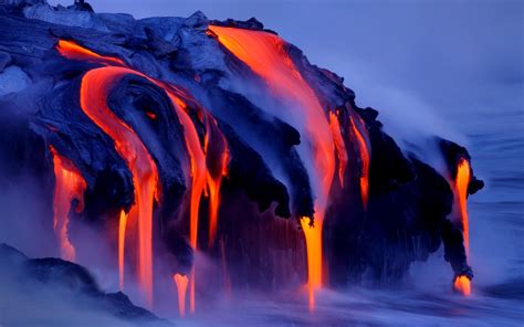 nature, Landscape, Volcano, Lava, Smoke, Water, Sea, Long Exposure, Volcanic Eruption Wallpapers ...