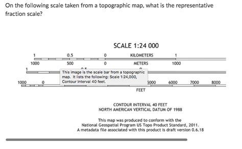 Solved On the following scale taken from a topographic map, | Chegg.com