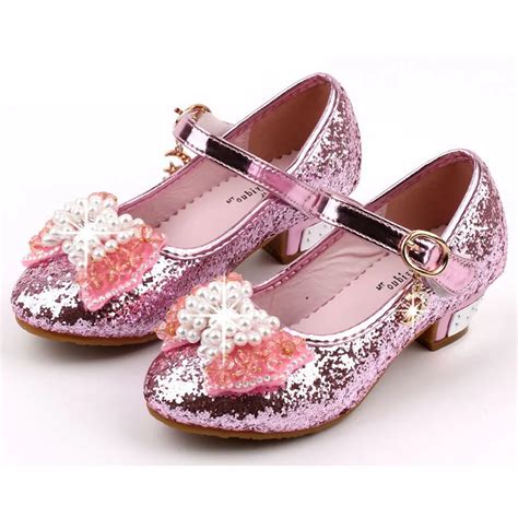 2017 Glitter Kids Sandals High heeled Dance Shoes Bling Bling Toddlers ...