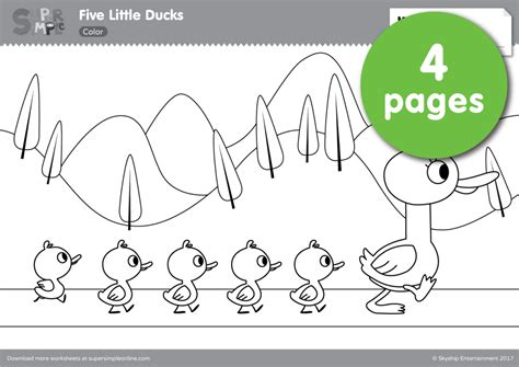 Five Little Ducks Coloring Pages | Super Simple Teaching Preschool ...