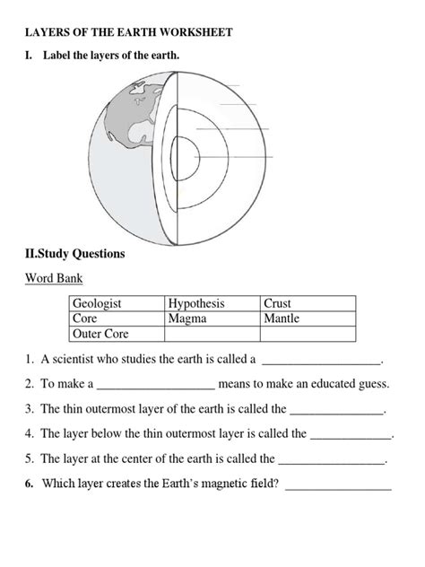 Layers Of The Earth Worksheet – Ame.my.id