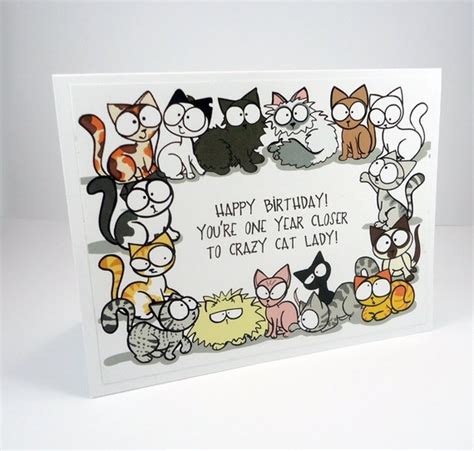 Crazy cat lady birthday card funny birthday card cat lover | Etsy