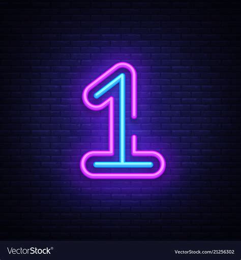 Number one symbol neon sign first number Vector Image