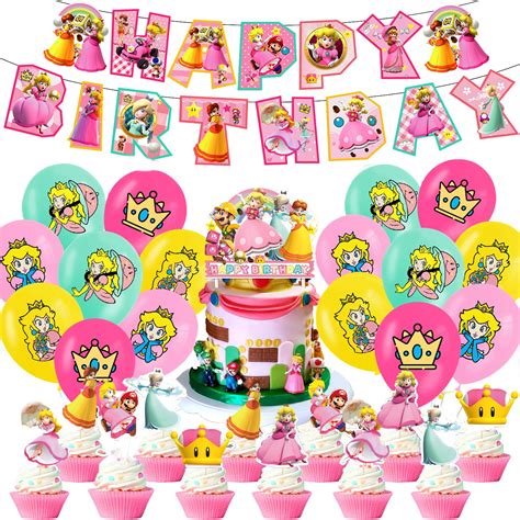 Buy Princess Peach Birthday Decorations Princess Peach Party Supplies ...