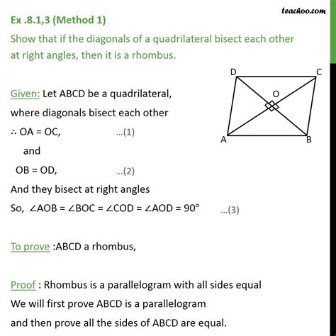 Question 2 - Show that if diagonals of a quadrilateral bisect