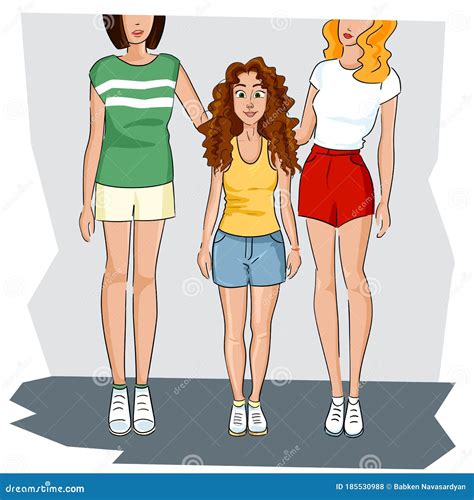 Short Girl is Standing with a Tall Girl Stock Vector - Illustration of ...