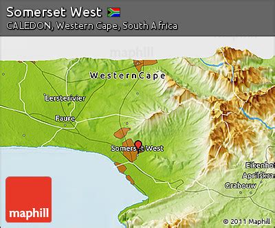 Free Physical 3D Map of Somerset West