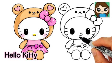 How to Draw Hello Kitty 🧸Teddy Bear Onesie - YouTube