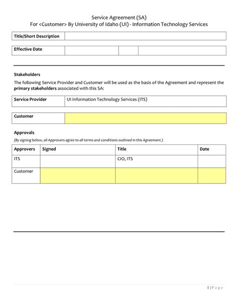 Service Level Agreement (SLA) Template in Pdf and Word formats