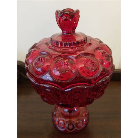 Vintage Smith Glass Pressed Ruby Moon and Stars Compote With Lid | Glass, Red glass, Antique ...