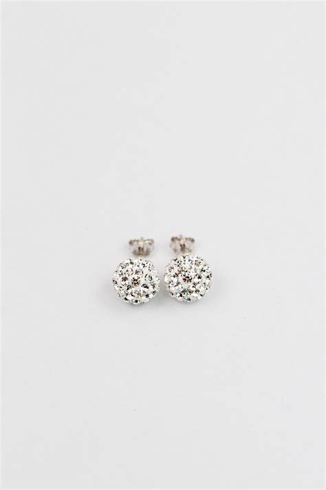 10mm Disco Ball Crystals Silver Stud Earrings – Annie and Sisters