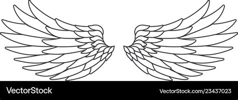 Line art white bird angel fly wings design Vector Image