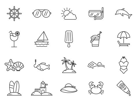 20 Free Beach Vector Icons (AI)