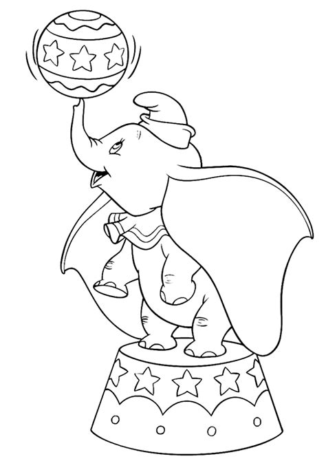 Dumbo en plein numéro de cirque - Coloriage Dumbo pour enfants