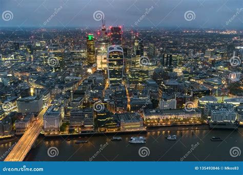 Aerial View of City of London at Night Stock Photo - Image of cloud, district: 135493846