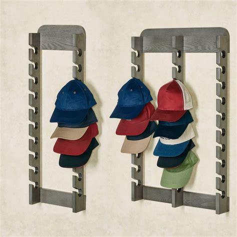 Wood Cap Display Wall Rack - holds up to 30 hats | Wall hat racks, Diy ...