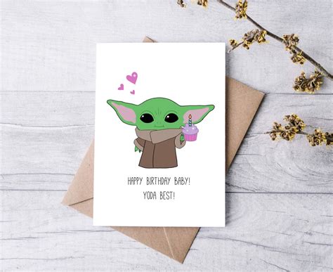 Baby Yoda Birthday Card - Printable Cards